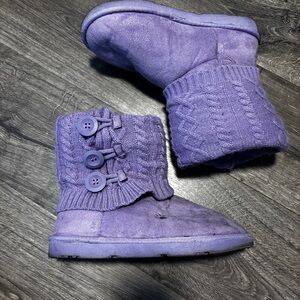 Lavender Knit Button Boots